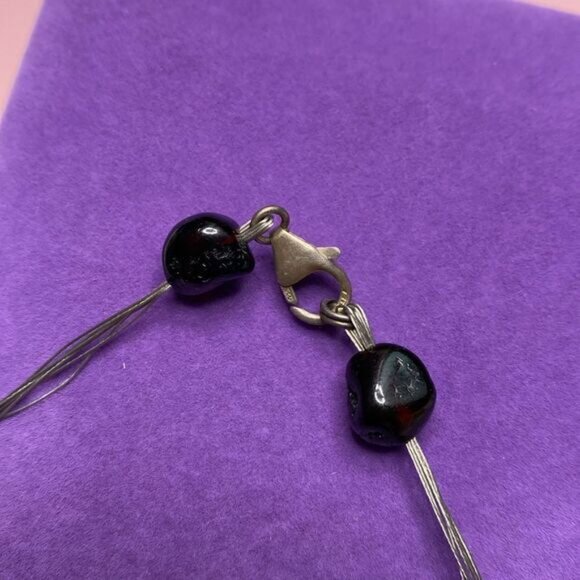 Classic Sterling Silver Multi Strand Garnet Pearl Illusion Necklace - Picture 4 of 4